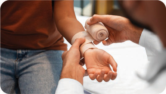 Nurse assisting elderly woman